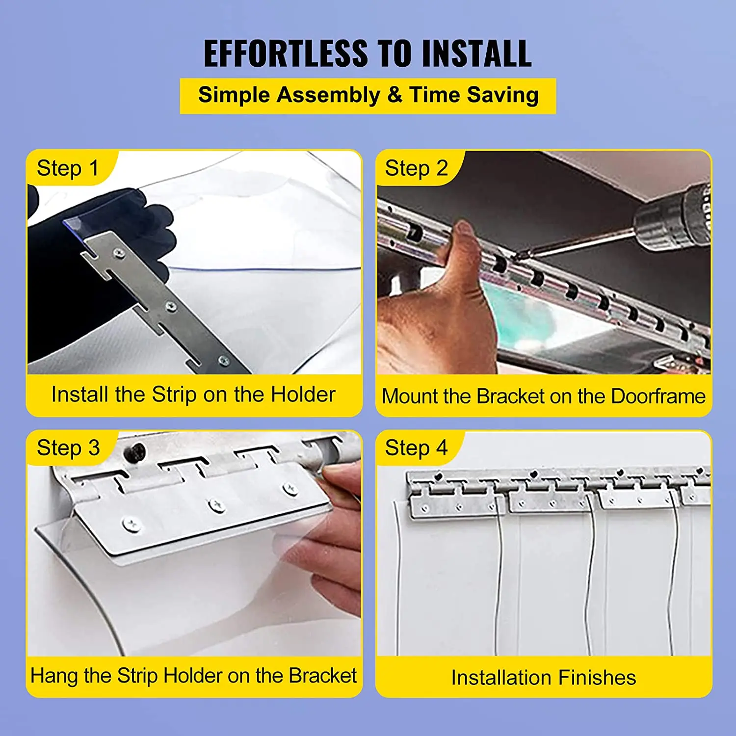 Custom PVC Strip Curtain for Freezer Room Door, Curtains Kit, Hanging Transparent Curtains, Windproof, Thermal Insulation, 1Pc