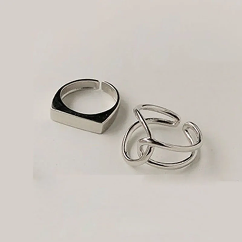 Foxanry Minimalist Silver Color Finger Rings Charm Women Girl Thai Silver Jewelry New Fashion Cross Twining Handmade Ring