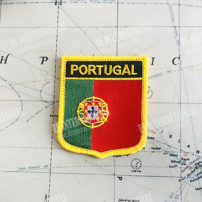 PORTUGAL Portuguesa  National Flag Embroidery Patches Badge Shield And Square Shape Pin One Set On The Cloth Armband   Backpack