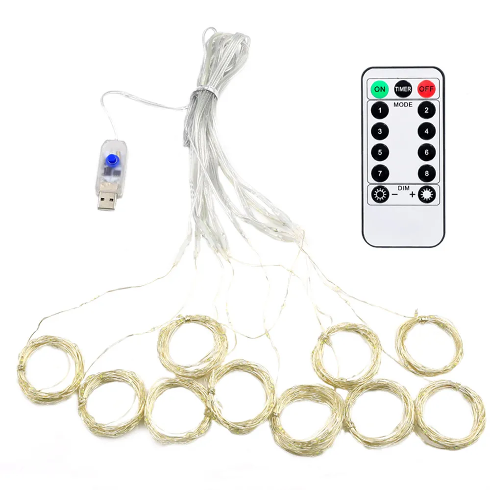 3M String LED Curtain Fairy Lights Garland Lamp USB Remote Control New Year Christmas Decoration for Home Bedroom Window