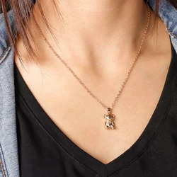 Aihua New Simple Cute Bear Necklaces for Women Gold Silver Color Chain Necklaces Pendants Trendy Modern Girls Jewelry Gifts