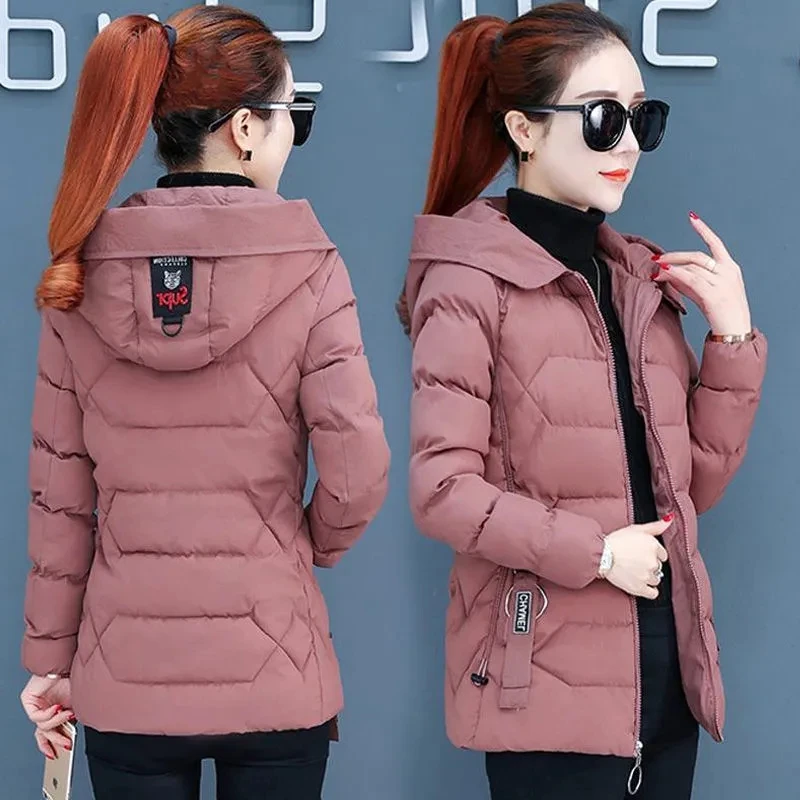 Ropa de algodón para mujer, Chaqueta corta de algodón grueso y ajustada, versión coreana, abrigo cálido de Color sólido con cremallera, A374, novedad de invierno 2021