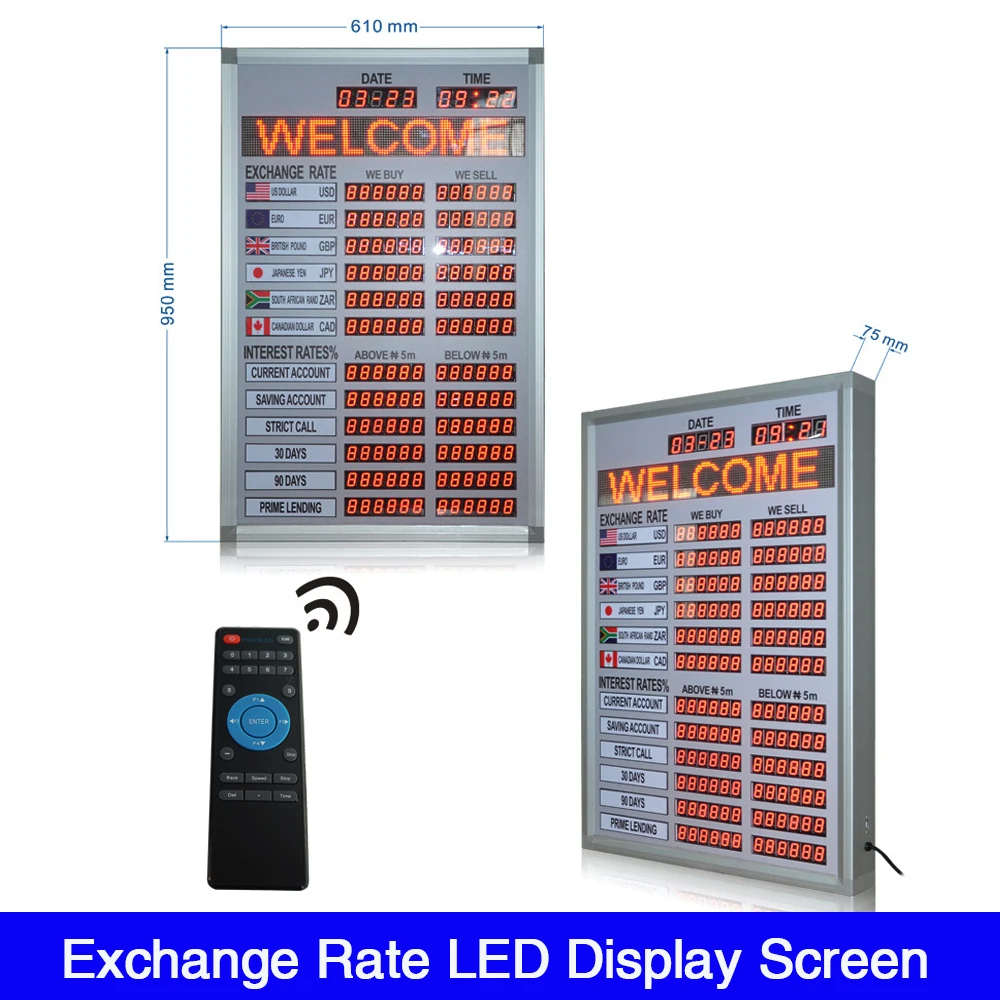 Digital modules form bank financial LED screen Bank Foreign Currency  Rate Signage Billboard LED Digital Display