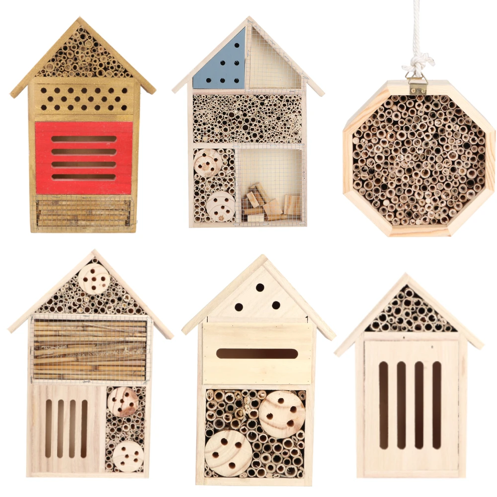 Wooden Insect Bee House Wood Bug Room Hotel Shelter Garden Decoration Nests Box Insect House