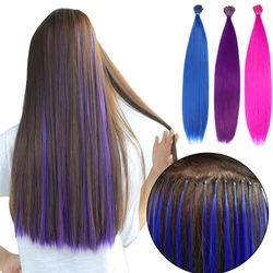 Synthetische Stränge von Haar Extensions Rosa Gefälschte ICH-spitze Haarteil Zubehör für Frauen Bunte Kanekalon ohne Clips 2021