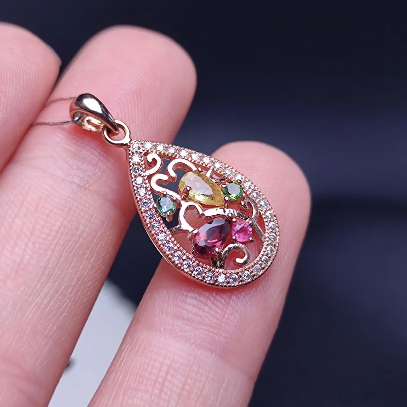 

925 Sterling Silver Tourmaline Pendants fashion gift for women jewelry necklaces pendants fine jewelry apn2134