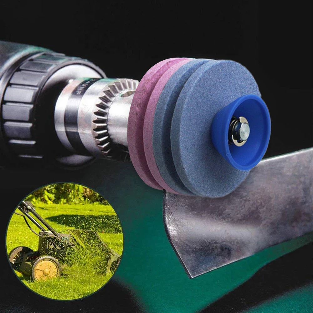 56mm Abrasive Tools Sharpener Double/Four-layer Hex Handle Universal Grinding Rotary Drill Cuts Whetstone for Lawn Mower