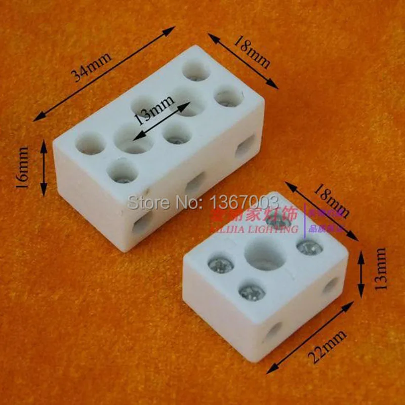 20pcs 2/3 Position Ceramic Wiring Terminal Block Ceramic Row Wire Connector Screw Connector Electrical Resistant Access