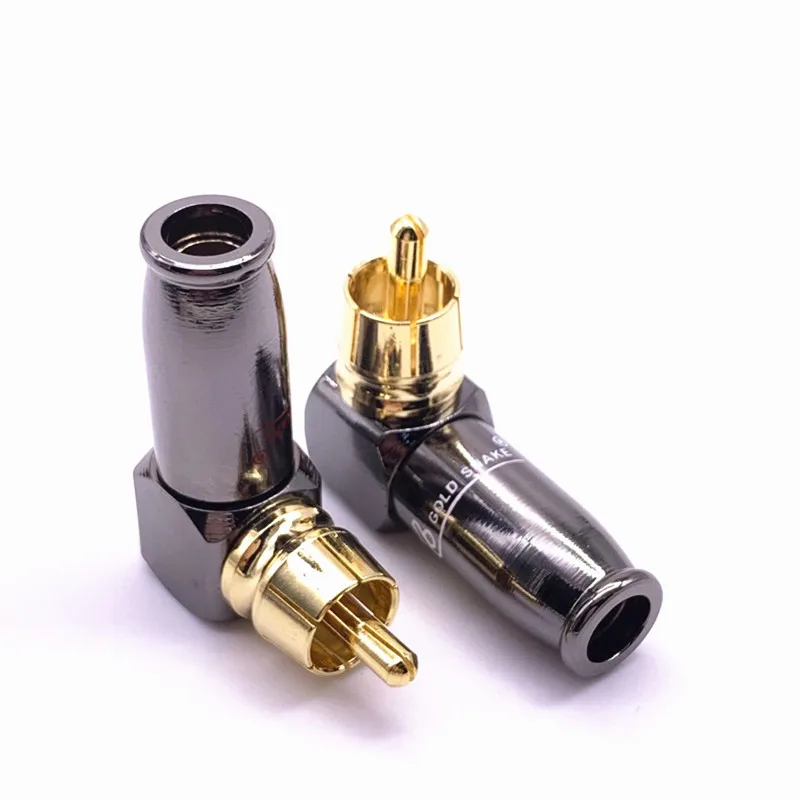 2 Cái/lốc Hàn RCA Nam Quyền Góc 90 Độ L Loại Đen Mạ Vàng Có Âm Thanh Cắm Chuyển Đổi Kết Nối Cho HIFI