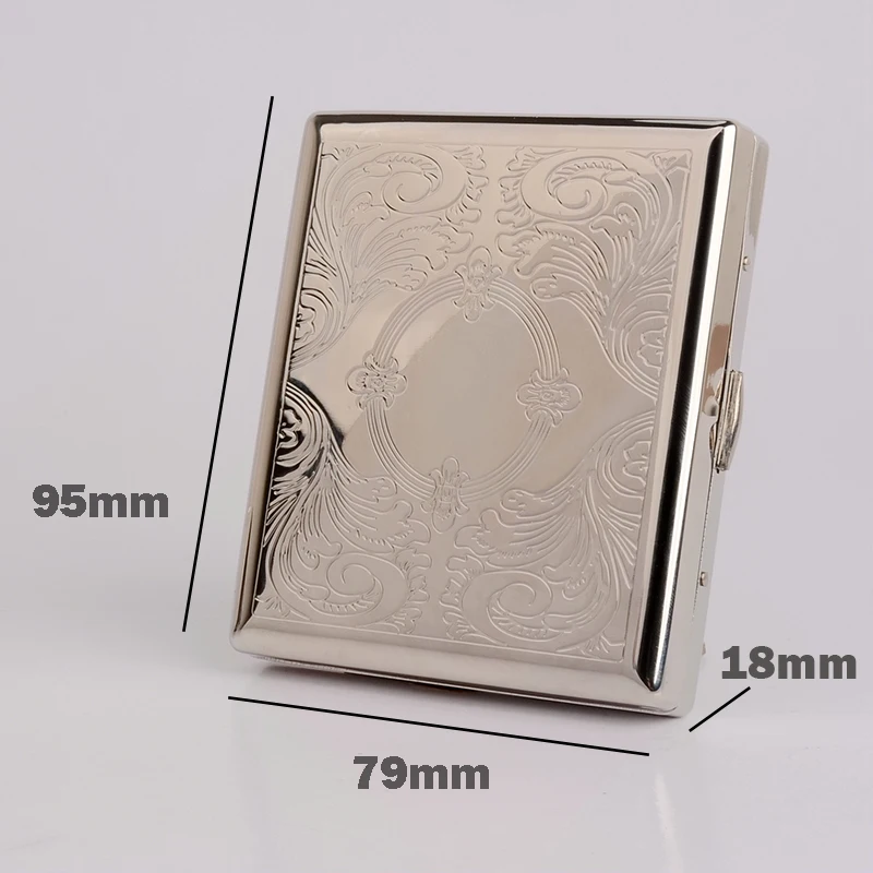 Automatic Metal Cigarette Case for Men, Tobacco Box, Smoking Accessory on Sale, 84mm, Stainless Steel Cigarette Holder, 20Pcs