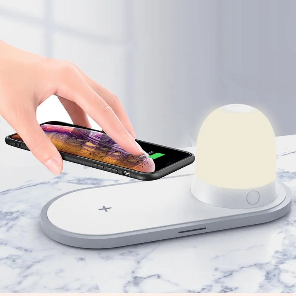Wireless charger with wireless warm color night light function for iPhone11, airpods2 pro, huaweimate20,30, P30, pro, S8, S9