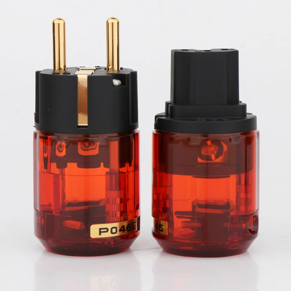 Пара штекеров питания Schuko Europe EU p-046E, 24-каратный позолоченный аудиоразъем IEC C15, гнездо-папа, аудиоразъем для DIY