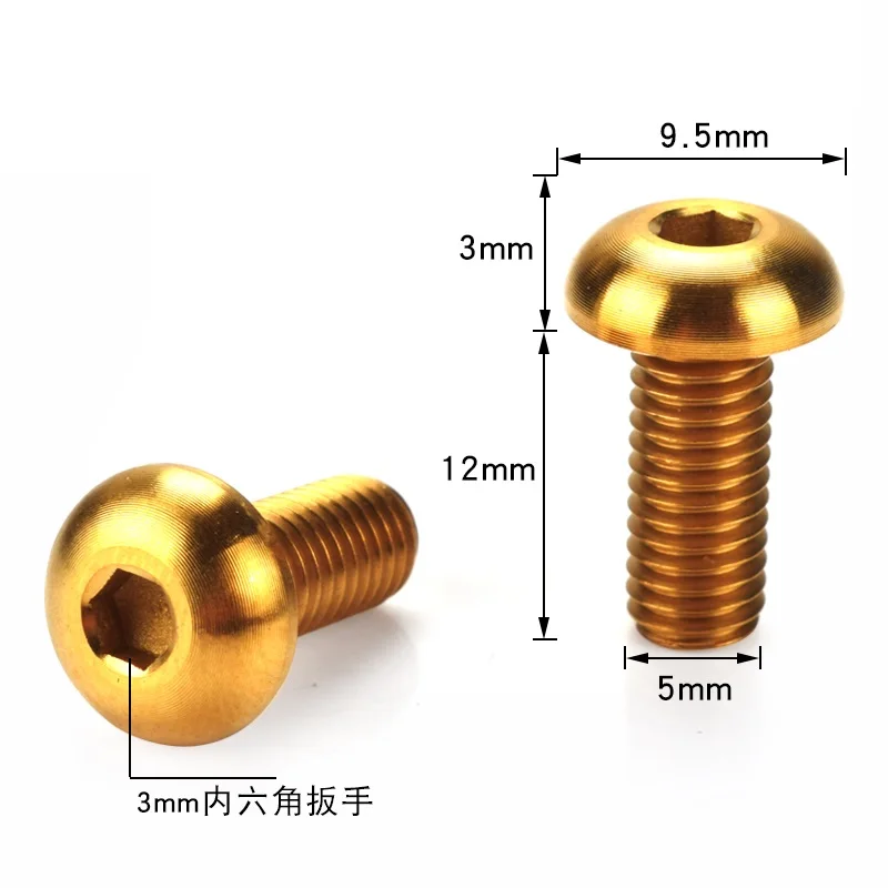 M5*12mm Ti Titanium Alloy Bicycle Bottle Cage Holder Screws MTB Mountain Road Bike Cycling Bike Water Cage Rack Colorful Bolts