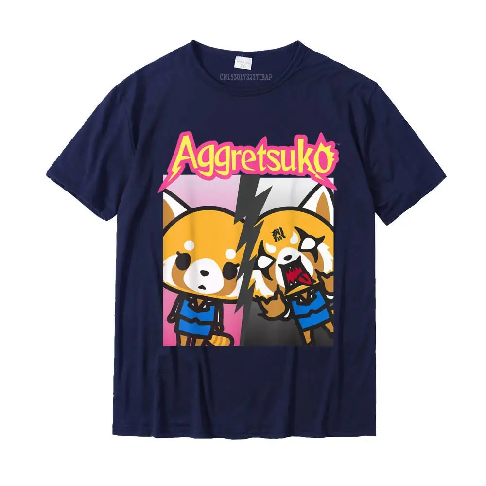 Aggretsuko Split Personality Tee Shirt T Shirts Normal Faddish Men\'s Tops Shirts Normal Cotton Happy New Year