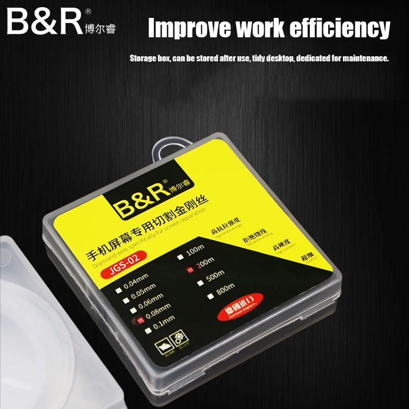 Novità 0.04 0.05 0.06 0.08 0.1MM 100M linea di taglio schermo LCD separazione filo diamantato strumenti di riparazione del telefono cellulare con scatola di immagazzinaggio