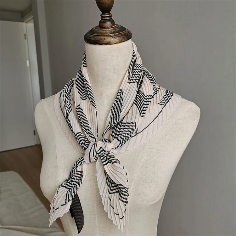 HOT SELLING Miyake pleated Country style diamond stripe scarf IN STOCK