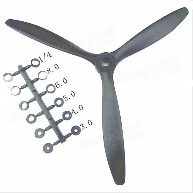 Efficient 3 Leaf Blade Propeller for electric motor RC Airplane 8x6 9x6 10x6 11x7