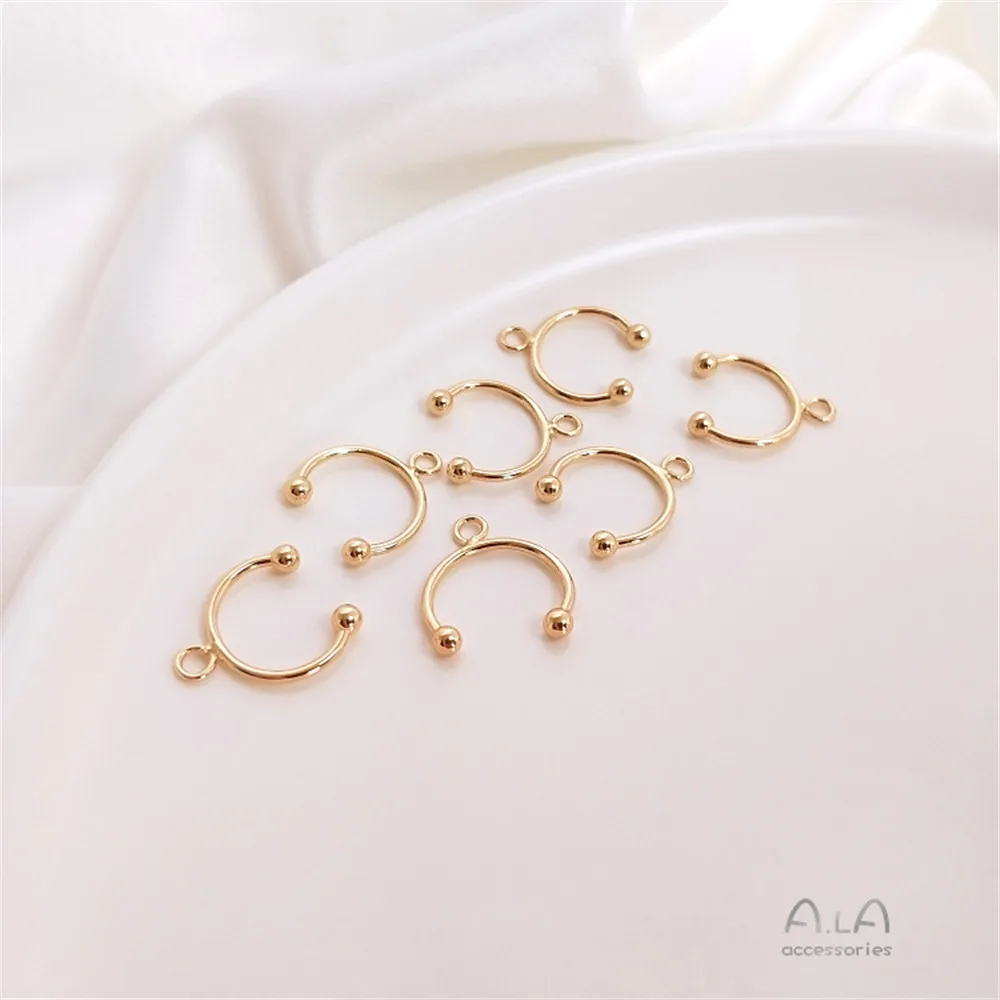14K Gold Plated Diy earpiece with bead and no hole, U-shaped C-shaped ear clip, hanging ring, earbone clip