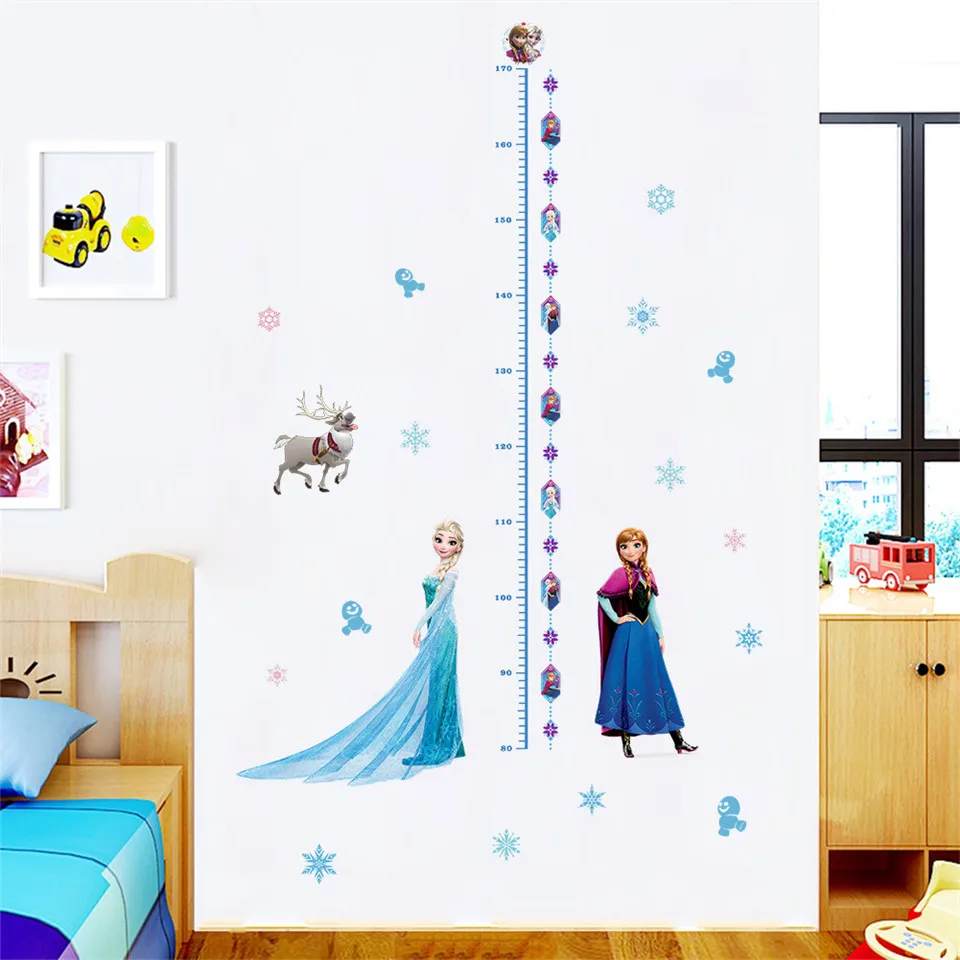 Princess Cartoon Height Sticker Girl Child's Room Decorative Wallpaper Home Nursery Decor Growth Chart Decal DIY Mural Kids Gift