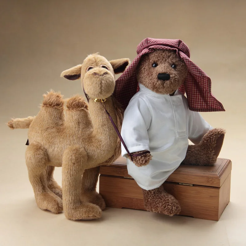 

Handmade Arabs Teddy bear Camel Plush Toy Stuffed Animal Doll Desert Bear Full joint movable bear and camel Doll Birthday Gift