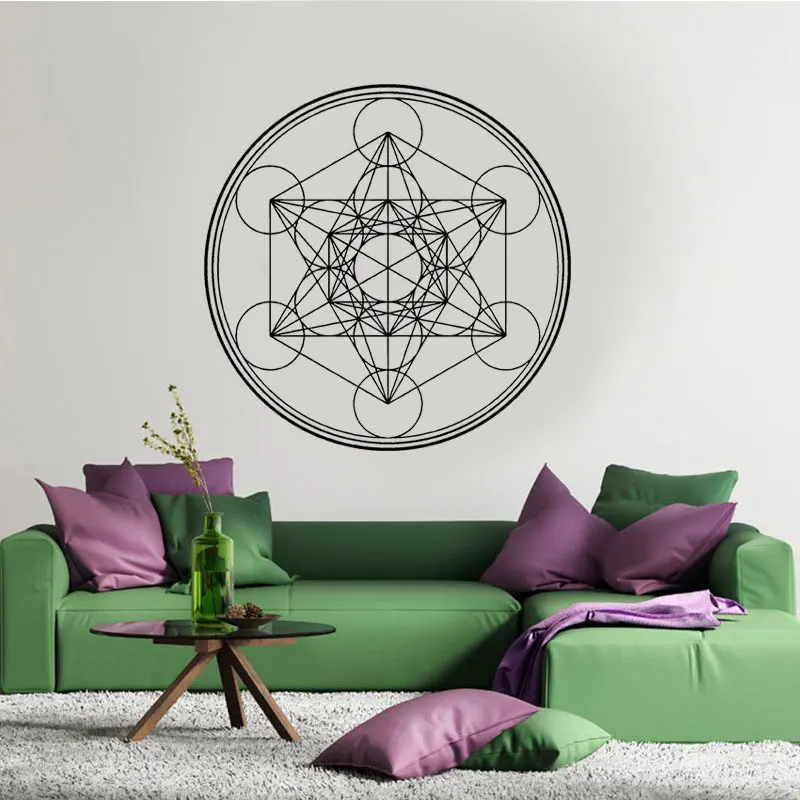 Autocollant fototapeta vinyle géométrique i forme de Metatron kostka alchemia | Autocollant fototapeta ligne cercle Mandala