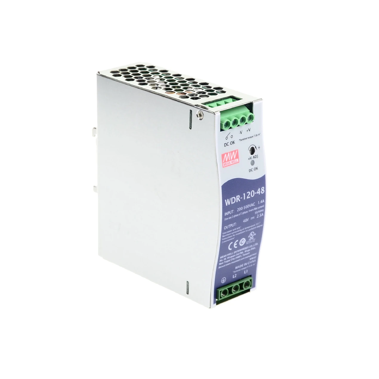 

Mean Well WDR-120-48 180-550VAC Input voltage meanwell DC 48V 2.5A 120W Single output Industrial DIN RAIL Power Supply