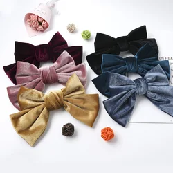 New Fashion Autumn Winter Velvet Cloth Spring Clip Solid Color Big Bow Hairpin Barrettes Women Girls Hair Accessoriesr Headwear