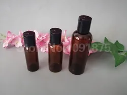 50pcs 10ml 15ml 30ml 50ml 60ml 100ml Amber Plastic Bottles With Disc Top Cap,Shower Gel Body Lotion Bottle Shampoo Container