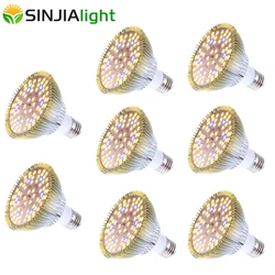 Lámpara LED para cultivo de plantas, Bombilla de espectro completo, fitoamplificador cálido para flores y plantas de interior, 50W, 78 LED, 8 unids/lote