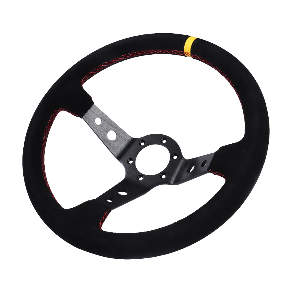 350mm 14 Inch Car Steering Wheel Suede Leather Drift Racing Game Steering Wheel Universal