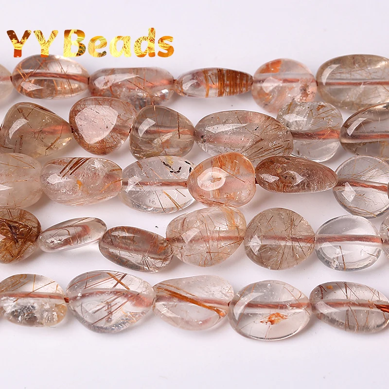 8x10mm Natural Irregular Copper Rutilated Quartz Crystal Loose Spacer Beads For Jewelry Making DIY Bracelet Necklace Accessories