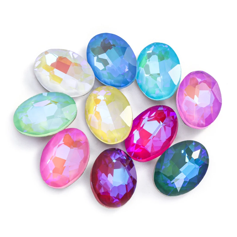 Astrobox New Two Size 20pcs Oval Mocha Fluorescence Crystal Rhinestone Decorative Glass Beads Stone DIY Clothing Jewelry Making