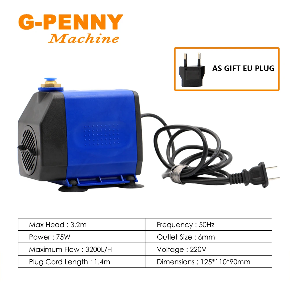 G-Penny 0.8KW Water Cooled Spindle Motor kit 4 Bearings 65mm & 1.5KW Inverter/VFD &75w Water Pump Collet