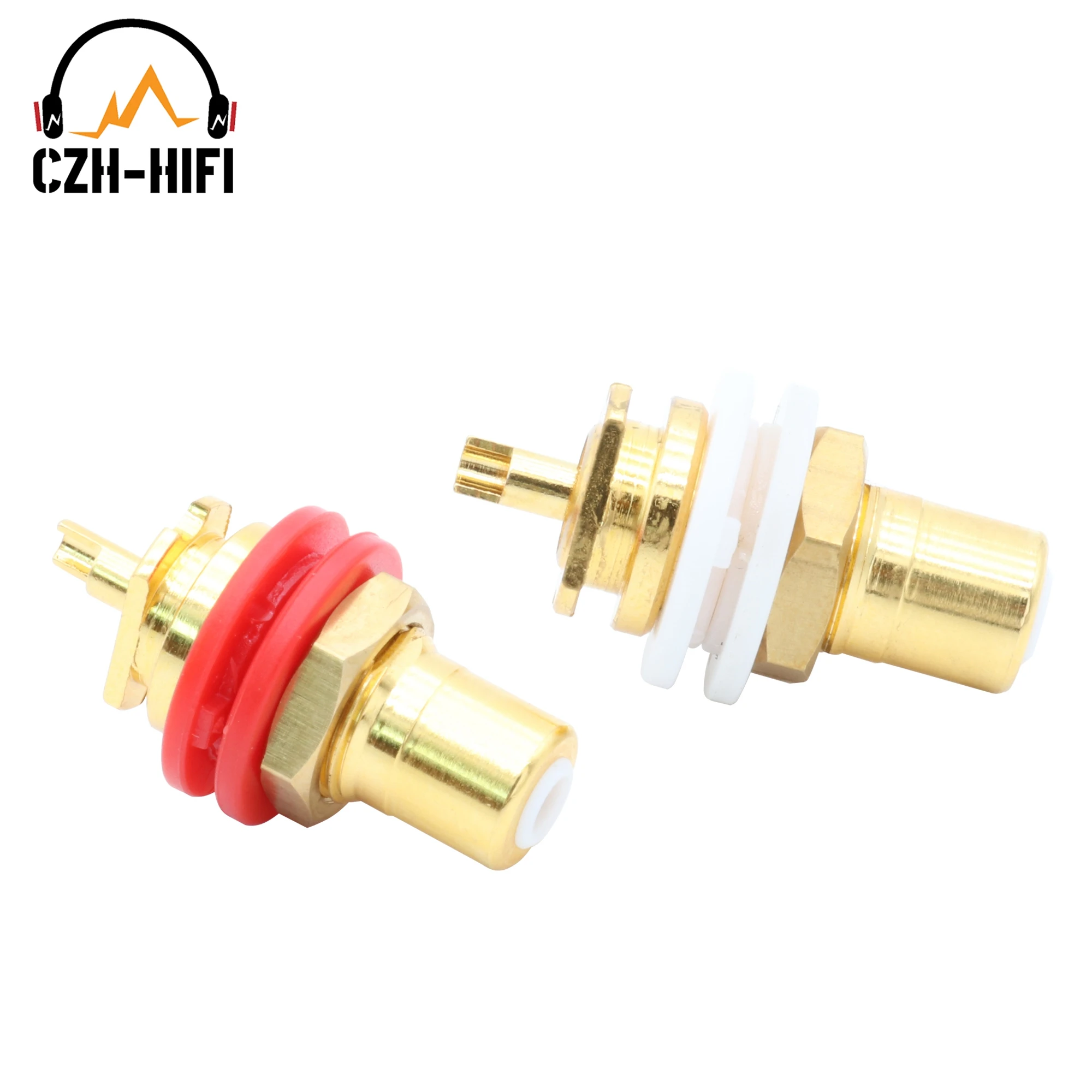 EIZZ High End RCA Socket 24K Gold Plated Brass Audio Phono Female Jack Connector Amplifier DAC TV Subwoofer Terminal Panel Mount