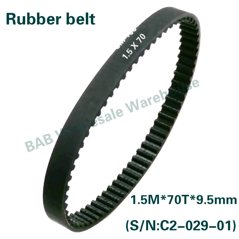 Timing rubber/steel belt 1.5Mx70Tx9.5mm industrial belt width for cj0618 mini lathe machine west matt C2 C3 lathe