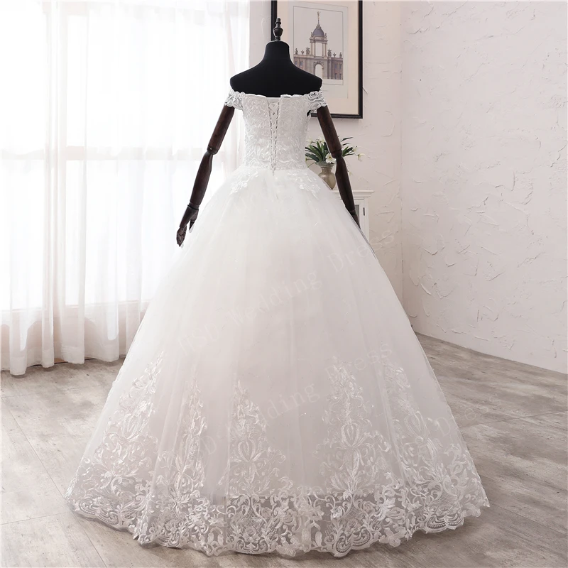 Y & m Novias New Arrival styl afrykański koreańska koronka aplikacja suknia ślubna V z dekoltem, bez ramienia Plus rozmiar suknia wieczorowa dla nowożeńców księżniczka