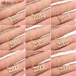 SMJEL Personalize Year Number Necklaces for Women Birth Special Date 1982 1989 2000 1999 Birthday Gift from 1980 to 2025