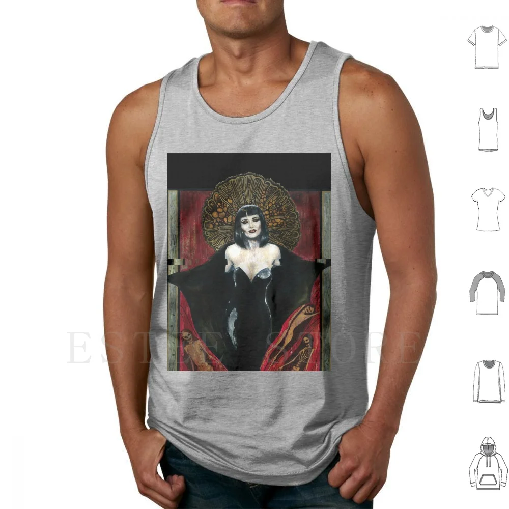 Our Lady Of Darkness Tank Tops Vest Cotton Goth Gothic Artdeco Art Nouveau Art Nouveau Klimt Terror Horror Dark Sinister Ana