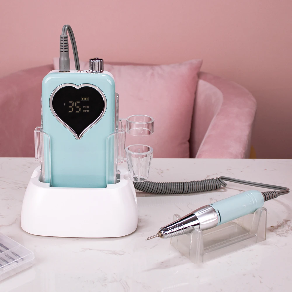 New Color Mermaid Handle 35000RPM Portable Nail Art Tool Electric Nail Drill Machine Manicure Electric File Desktop Base
