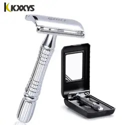 Short Handle Classic Safety Razor Double Edge Mens Shaving Steel Razor Gift Box Pack Cure Handle 1 Razor +1 Blade