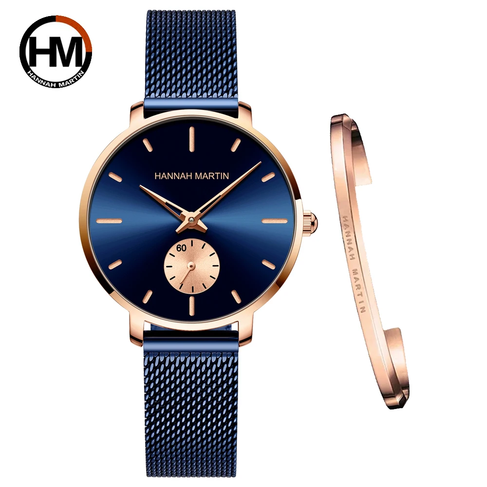 Relógio esportivo luxuoso para movimento japonês, moda feminina, ouro rosa, aço inoxidável, pulseira de malha, à prova d'água, montre femme, 2021novo