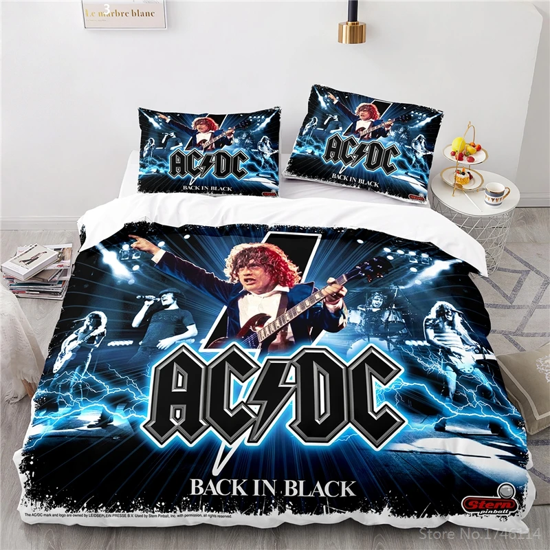 Ac dc rock band 3d impressão conjunto de cama capa edredão macio conjunto colcha conjunto fronha casa têxtil roupas para crianças adultos meninos