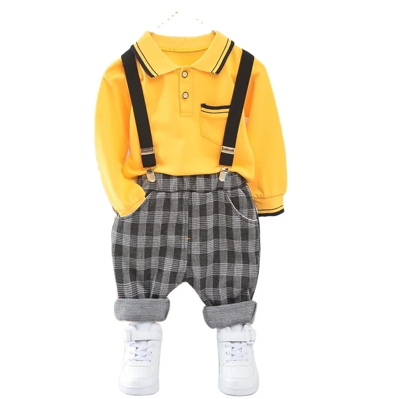 

Fashion Spring Autumn Baby Boys Clothes Children Casual T Shirt Strap Shorts 2Pcs/Sets Toddler Gentleman Costume Kid Tracksuits