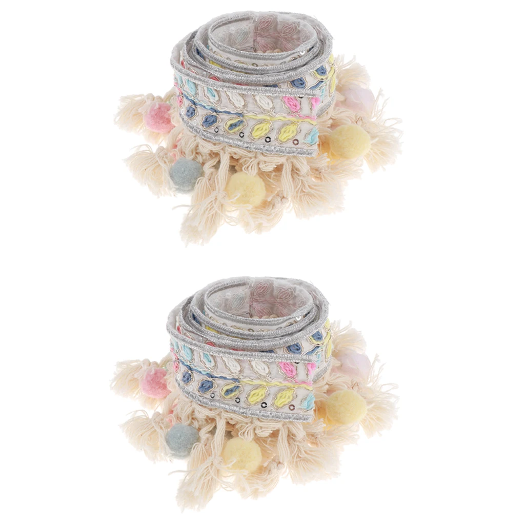 2 Yards Pompon Ribbon Edging Pompom Ribbon Pompom Fabric Ribbon Decorative Ribbon Sewing Tape With Pompons Ball For Sewing