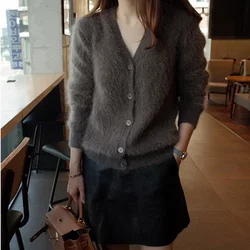 New mink cashmere cardigan free shipping D552