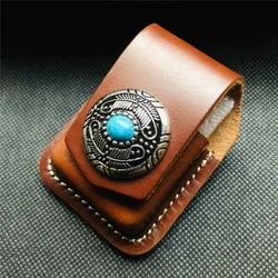 Creative Sapphire Series Handmade Genuine Leather Lighter Belt Case Waist Bag For Zippo Lighters Smoking Gadgets