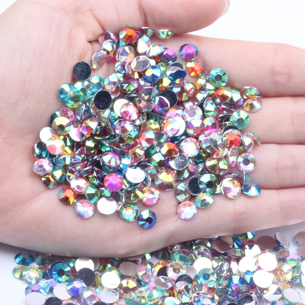 

New Resin Rhinestones 2mm-6mm Mixed Color AB Flatback Non Hotfix For Nails Art Decoration DIY 3D Jewelry Making