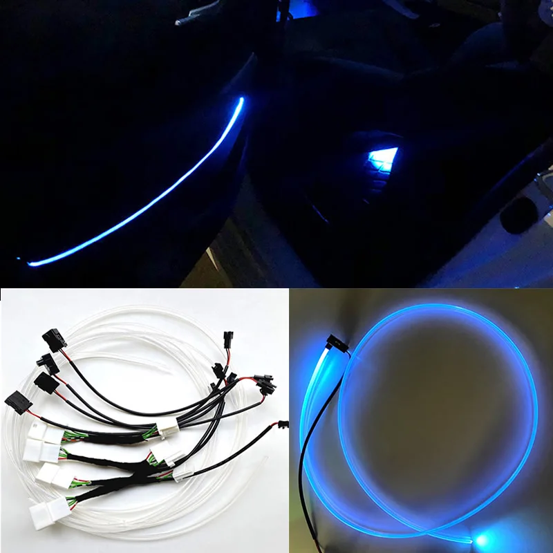 Car atmosphere light, door light decoration, car interior light bar, ice blue/64 colors For Toyota RAV4/Wildlander 19-20