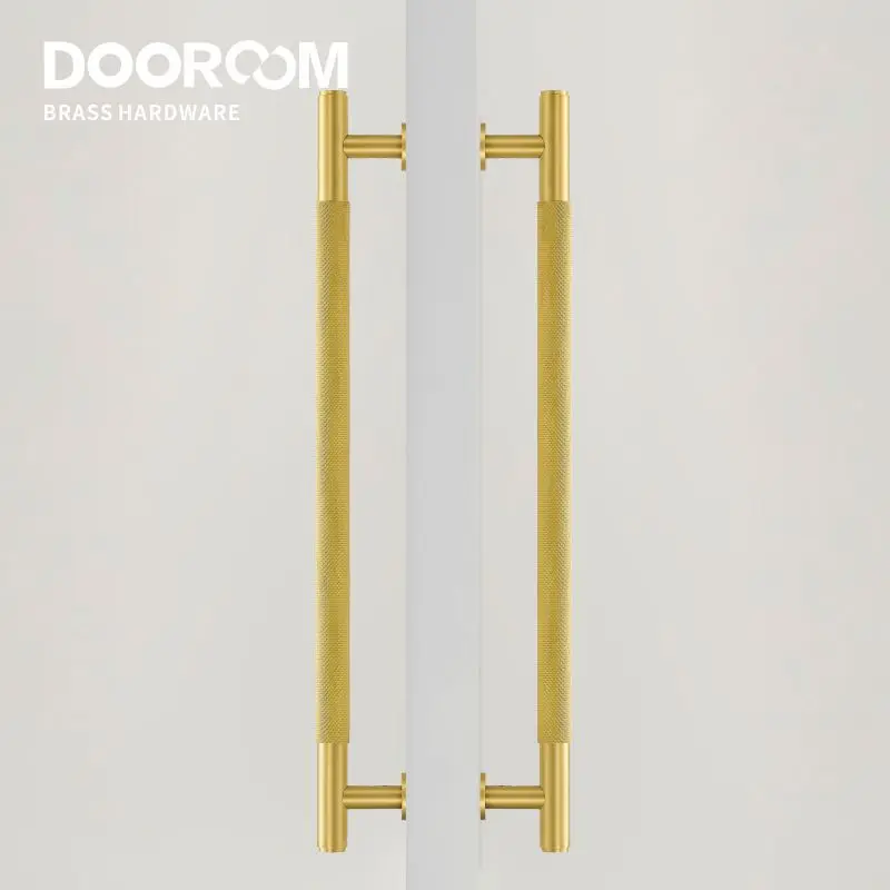 Dooroom Maniglie per porte zigrinate in ottone Doppia porta Porta in legno Doccia Singolo lato doppio lato Maniglie nere oro opaco