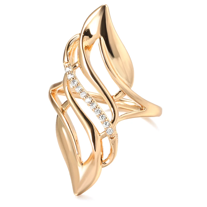 Kinel 2021 Trendy 585 Rose Gold Ring Braut Hochzeit Ethnische Schmuck Luxus Natürliche Zirkon Ringe für Frauen Mode Edlen schmuck